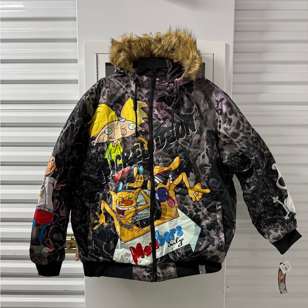 Members Only x Nickelodeon Graphic Jacket with Fur Hood